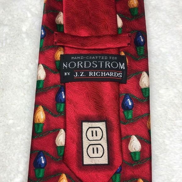 NORDSTROMS J.Z. RICHARDS HANDCRAFTED UNIQUE CHRISTMAS HOLIDAY RED MENS ALL SILK - Picture 6 of 6